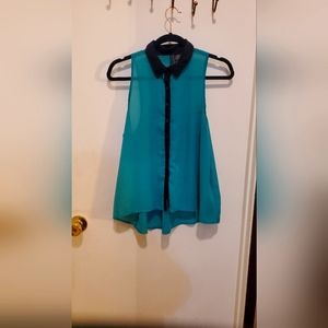 Teal, Fire, button down. Size large.